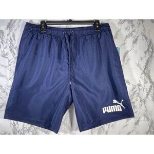 Puma Mens XL Navy Blue Swim Trunks With Mesh Liner Logo